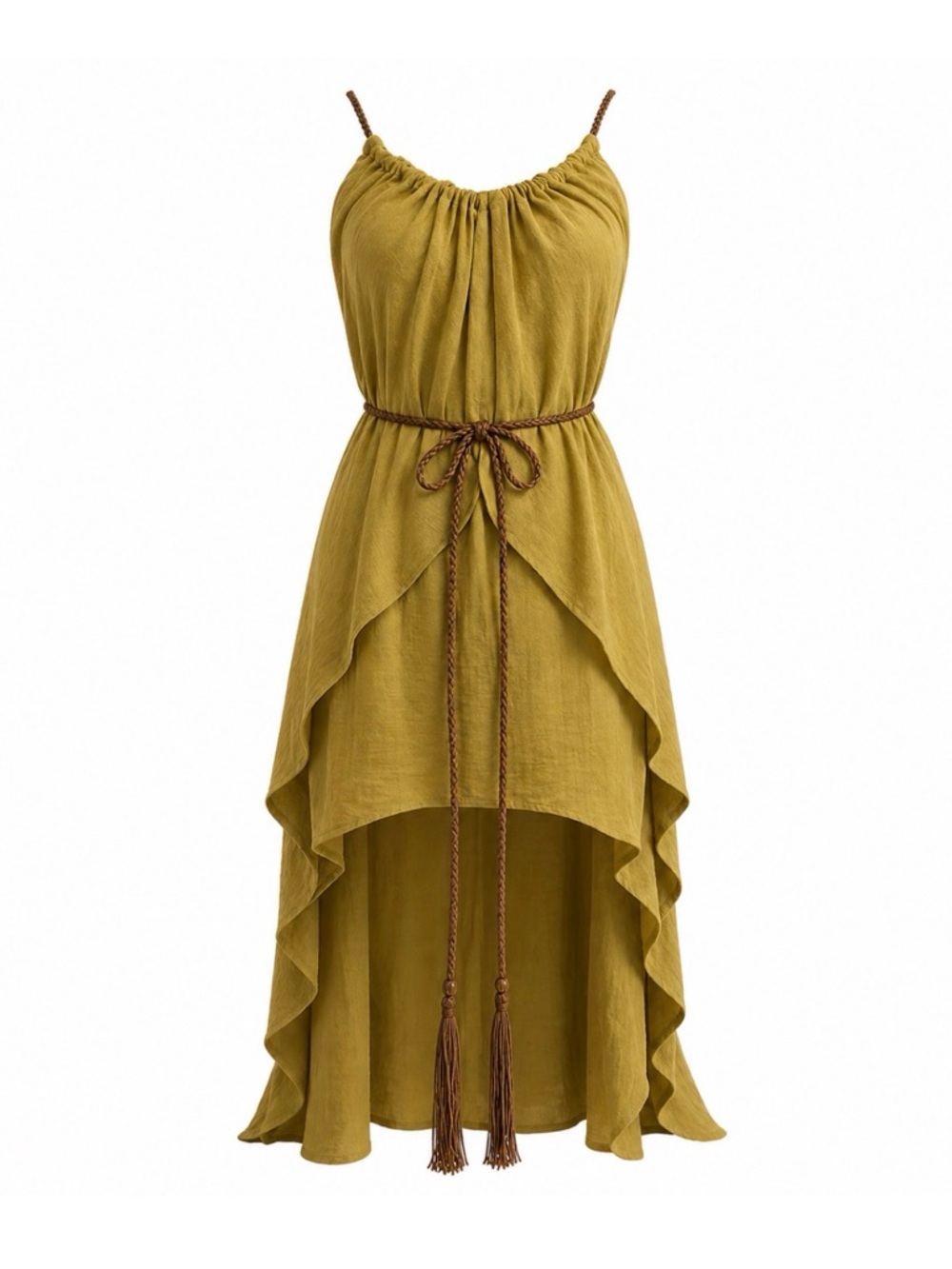 NWT Caravana Manak Versatile High Low Maxi Cotton & Leather Dress